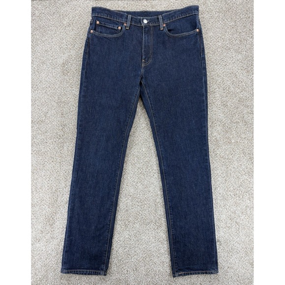 Levis Premium LOT 511 Jeans Mens 34x34 Blue Dark Wash Stretch Slim Straight Fit - Picture 1 of 12